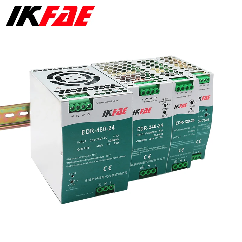 EDR-120  Industrial DIN Rail Switching Power Supply 120W 12V 24V 48V AC/DC EDR-120 Single Output Source Power