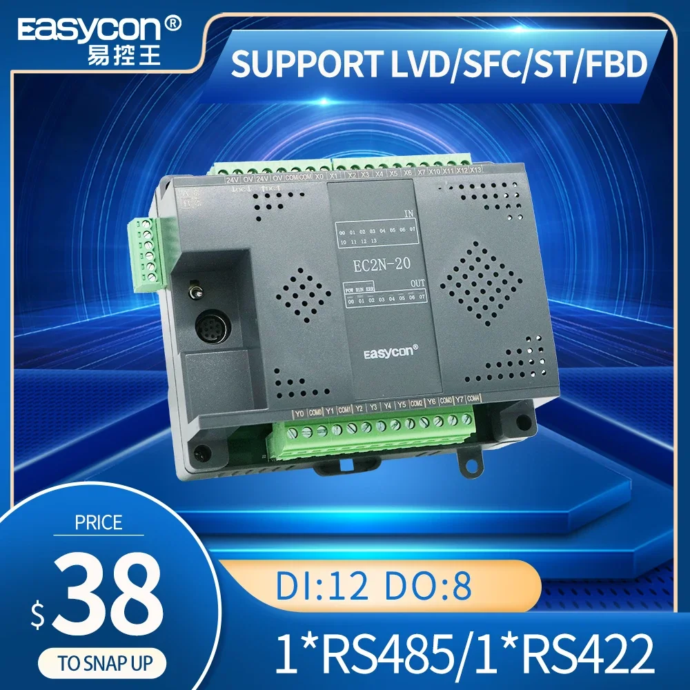 Imagem -02 - Easycon Plc Controlador Lógico Programável Fx2n Fx1n Ec2n20mr Fx2n Fx1n Fx1n Funciona com Fonte de Alimentação 24v