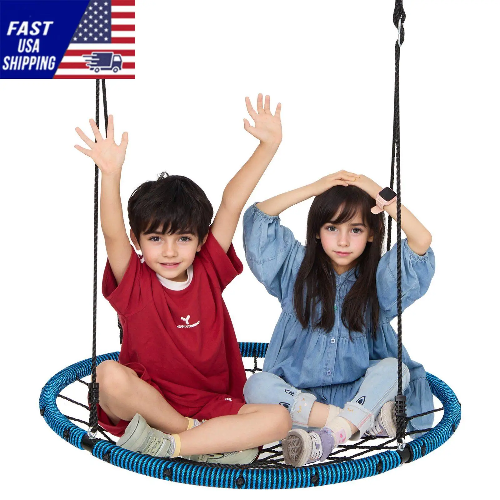 

Spider Web Saucer Swing 40 Inch Round Swings for Kids Outdoor 750 lbs