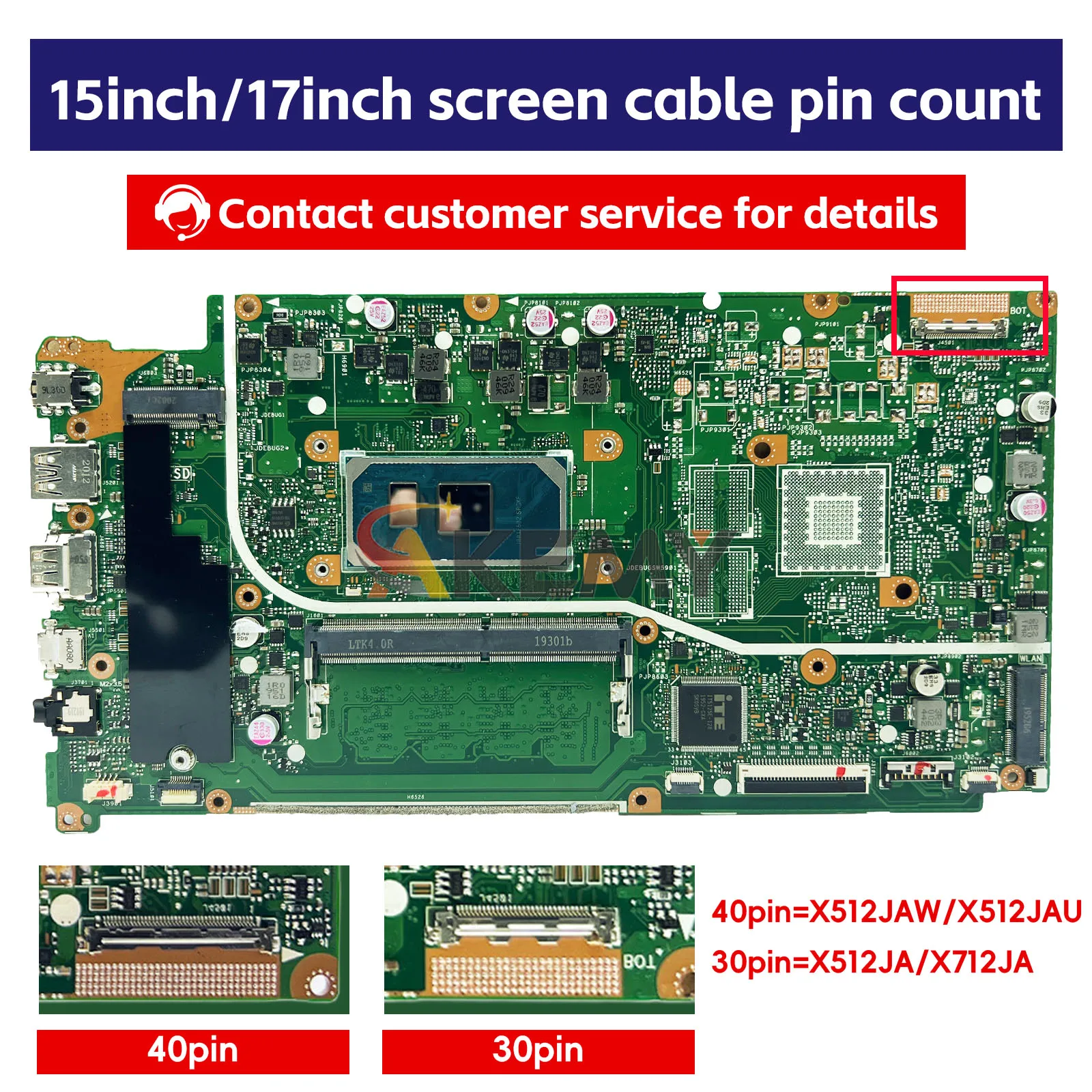 Laptop X512JA mainboard For Asus VivoBook X712JA V5000J X512JP V5000JP X712J laptop motherboard CPU i3 i5 i7 10th 4G/8G-RAM