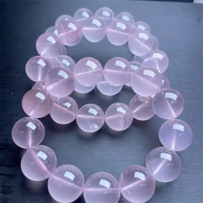 16MM Natural Rose Quartz Bracelet For Women Men Love Gift Crystal Beads Strands Jewelry Holiday Gift 1PCS