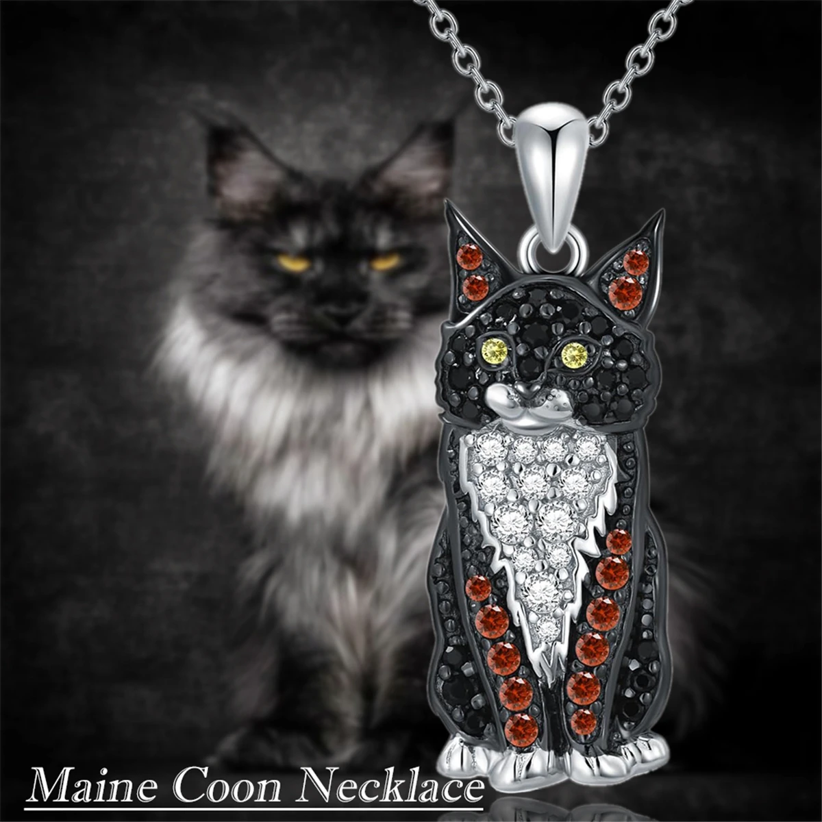 Collar con colgante de gato Maine Coon creativo y atractivo para mujer, exquisitos accesorios de joyería para gatitos y mascotas, regalo de vacaciones para amantes de los gatos