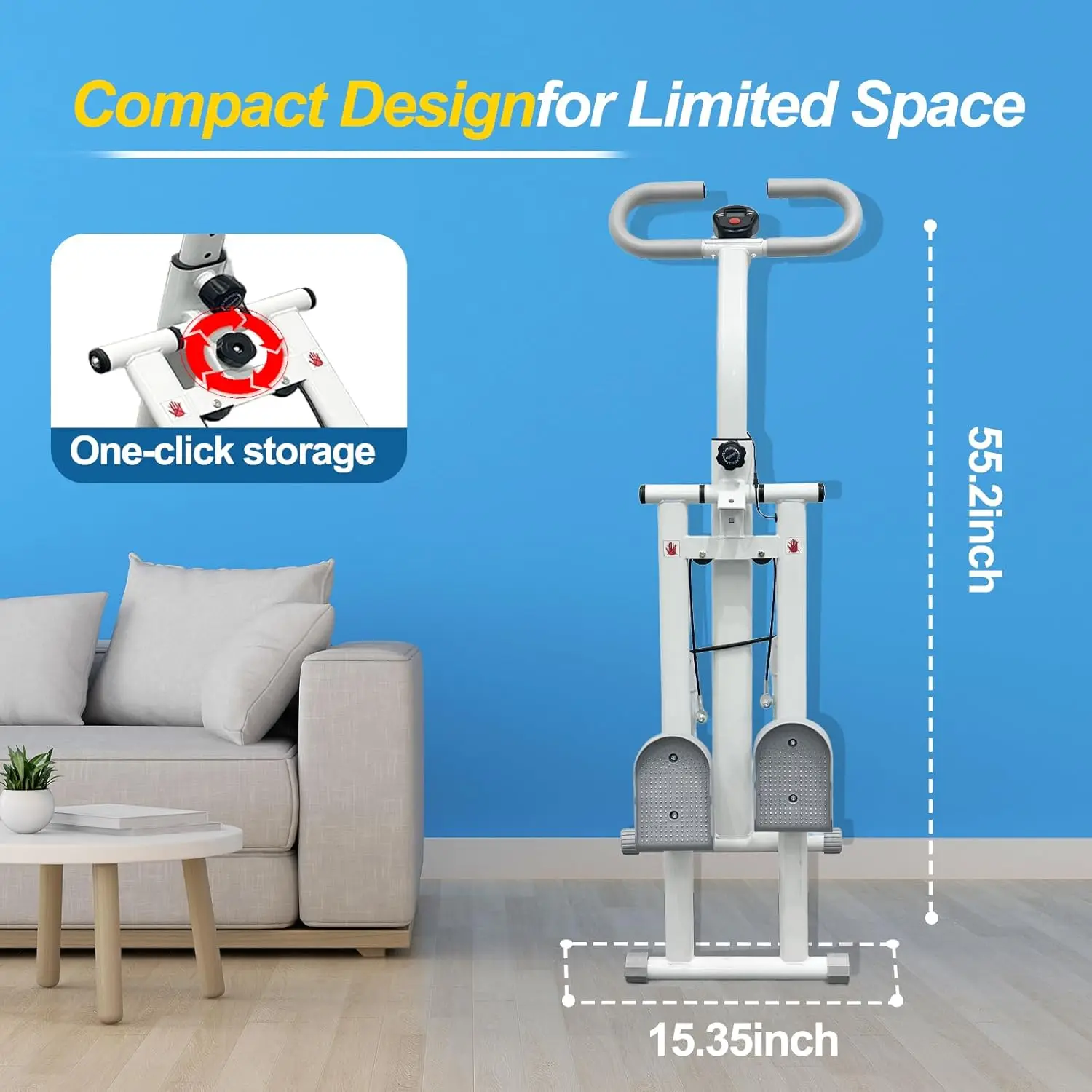 Stair Stepper Home Fitness Vertical Climber Workout Machine Full-Body Stable Frame Adjustable Stair Climber with Counter