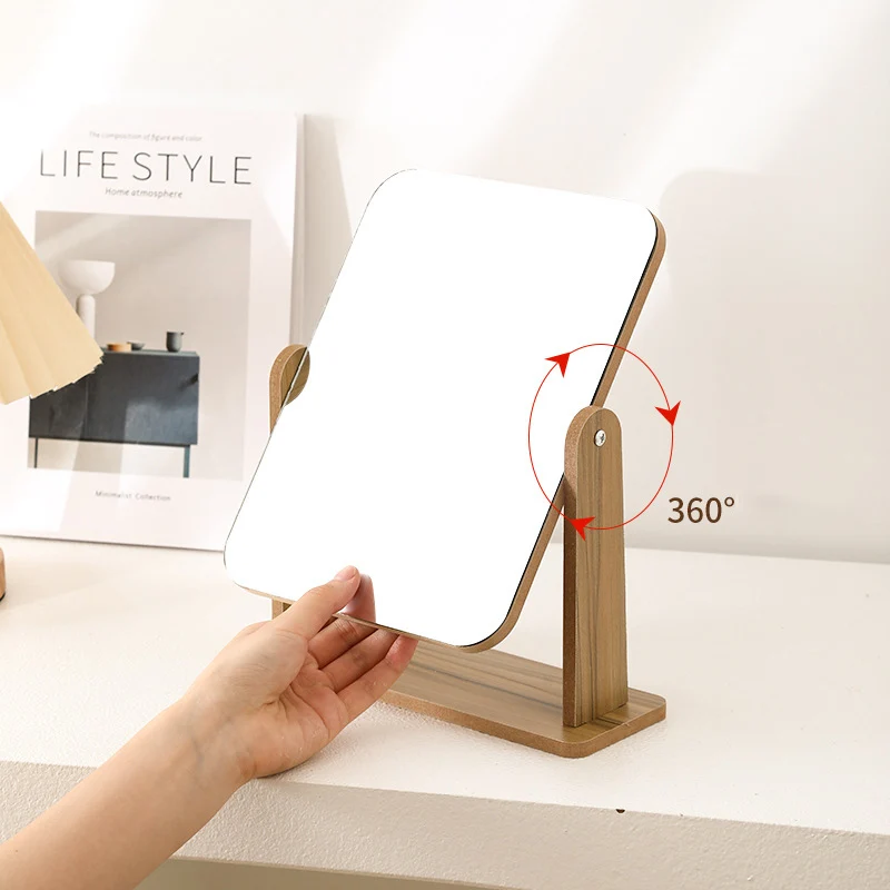 Miroir de Maquillage Carré Résistant à 360 °, Accessoire de Voyage pour Table, Bureau, Chambre à Coucher