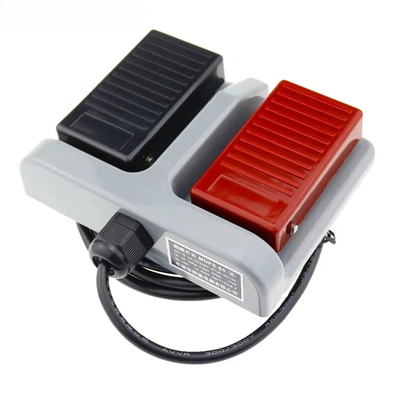 

3A/220VAC Foot Switch MDFS-65 Double Foot Self-Reset Pedal Control Machine Tool with 1.3m/2m Cable Wire for Machinery Equipment