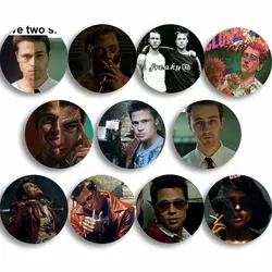 58mm Classic Movie Fight Club Brooch Pins Handmade Button Pin Film Character Cartoon Badge for Backpack Accessories Decor Gifts