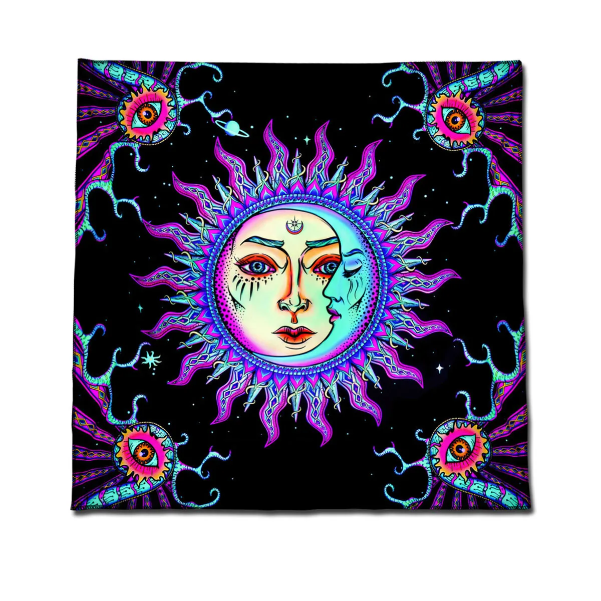 Shinning Sun Moon Altar Table Cloth Tarot Card Tablecloth Pagan Witchcraft Spiritual Pendulum Astrology Oracle Card Table Mat