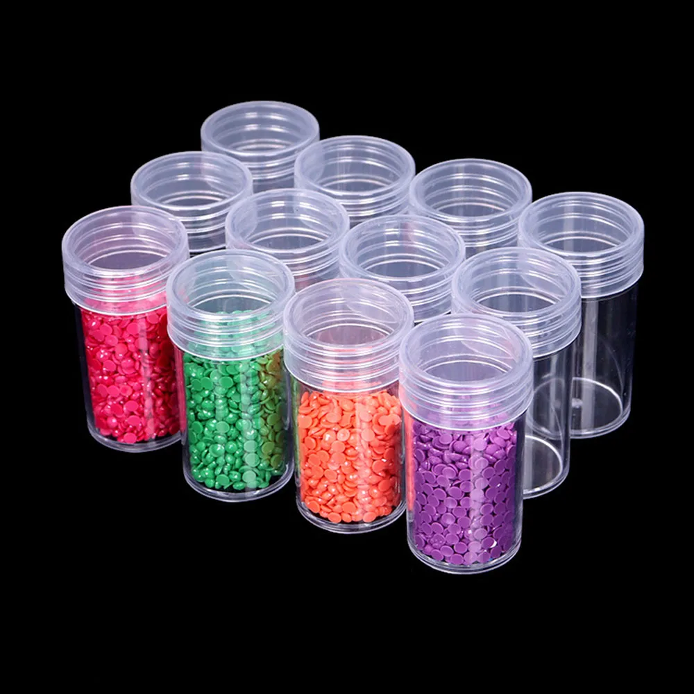 10/20/30/60/90PCS Transparent Round Bottles Crystal Bead Storage Box Container Case Diamond Painting Organizer Tools Accessories