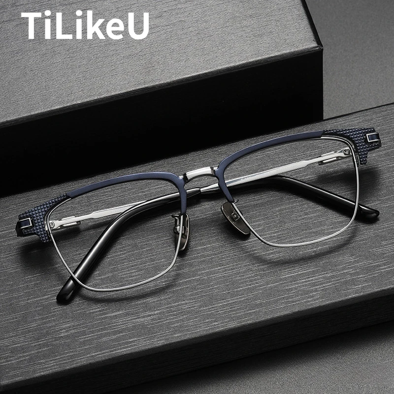 

Men Business Square Eyebrow Frame Eyeglasses Comfort Pure Titanium Glasses Frame Male Vintage Myopia Prescription Eyeglass Frame