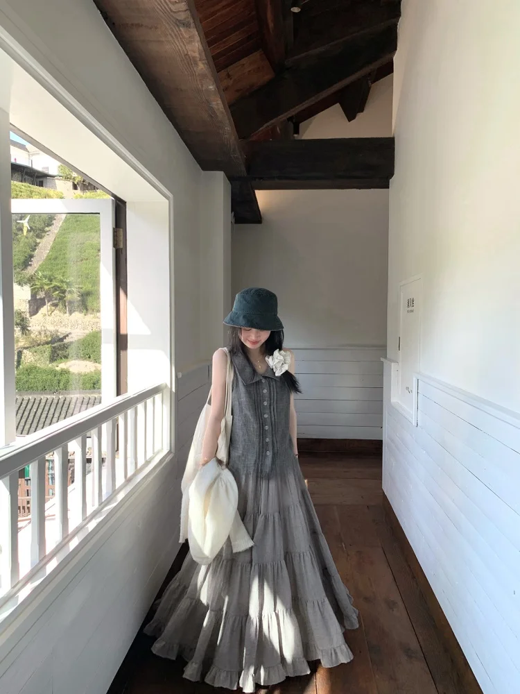 

Юбка-трапеция с высокой талией для работы и повседневной носки, с широким подолом, свободного кроя, в стиле Li Li Taro, для сильного ветра