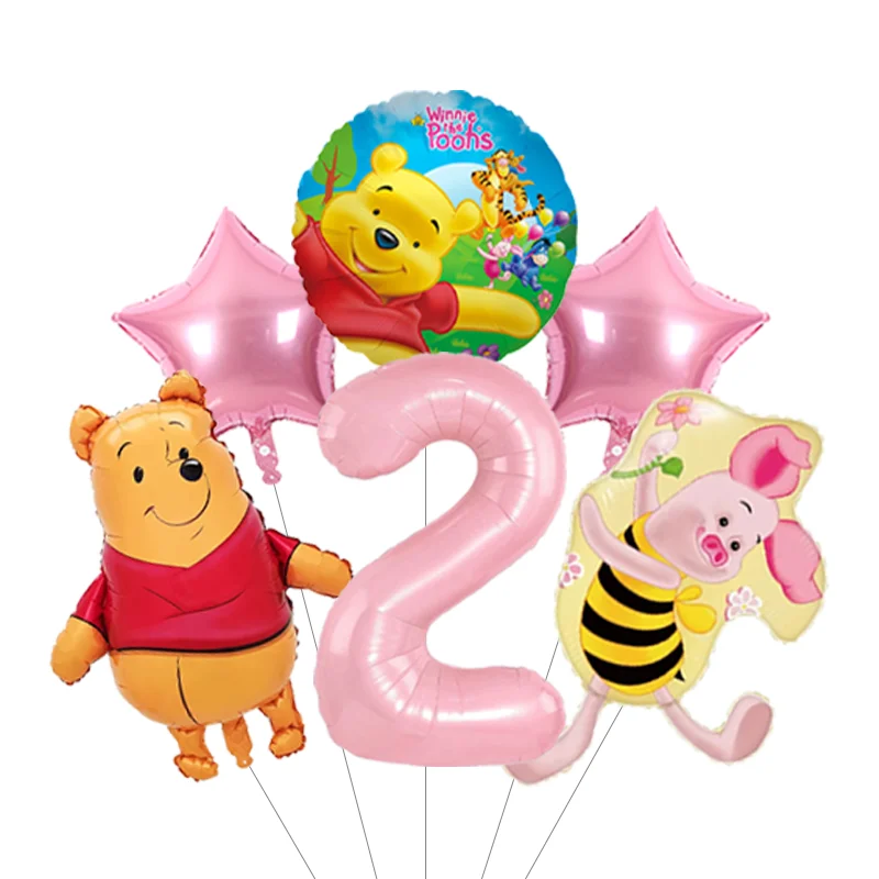 Cartoon Winnie The Pooh  Aluminum Foil Balloons Set Number Birthday for Kids Birthday Party Baby Shower Decorations Gifts - view 3