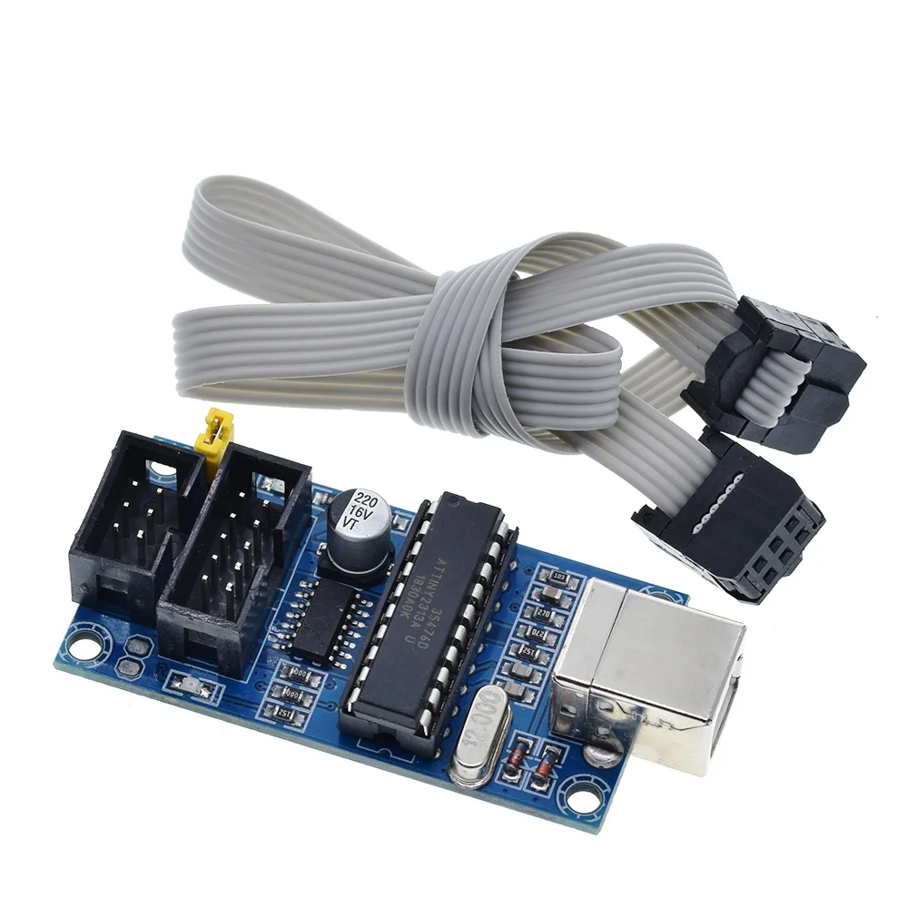 1/3Set USBTiny USBtinyISP AVR ISP مبرمج Bootloader لـ Arduino Meag2560 UNO R3 مع كابل برمجة 6pin