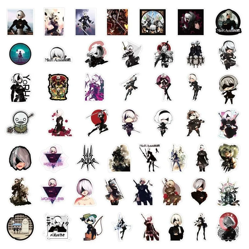 NieR Automata Game Stickers 50pcs Personalized Cool Creative Decorative Skateboard Helmet Motorcycle Stickers Toy