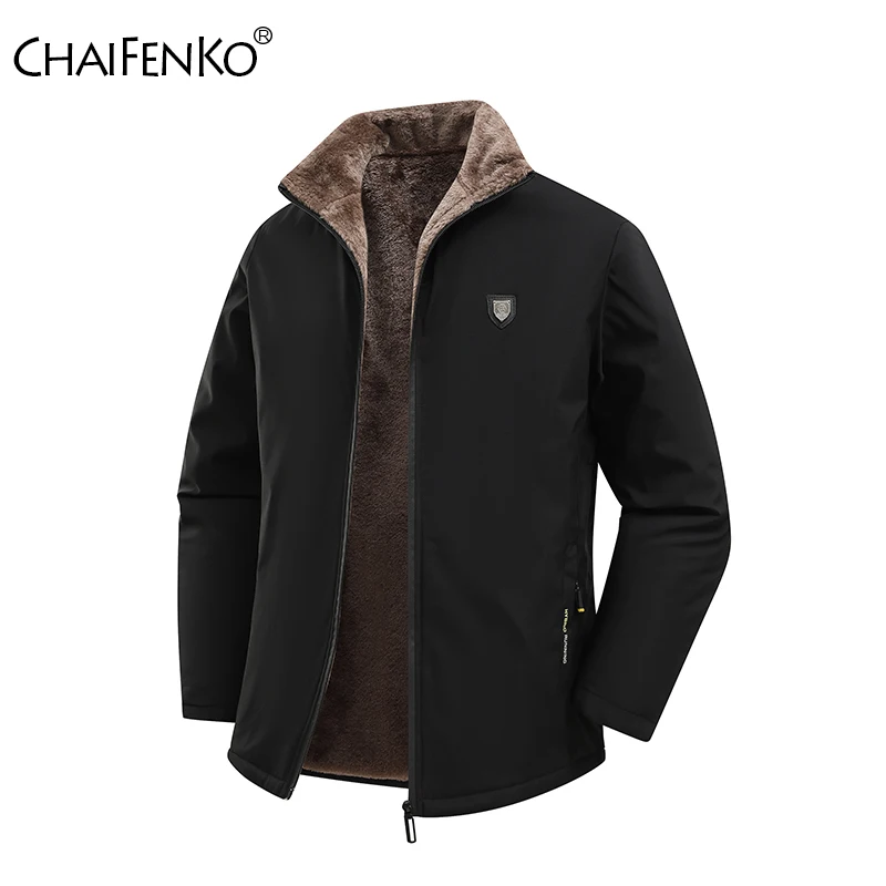 

New Men Casual Windproof Coat Winter Keep Warm Fleece Tops Outdoor Loose Comfort Solid Fashion Versatile Lapel Jacket Men