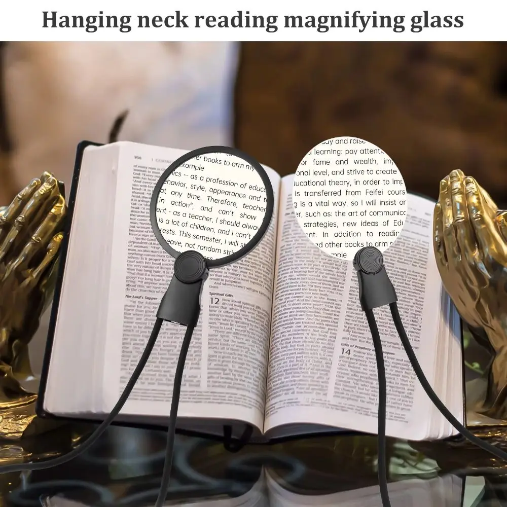 3 Color LED Lights Magnifying Glass Neck Wearing Large Screen Hands Free Magnifier Led Acrylic 10X Illuminated Magnifier