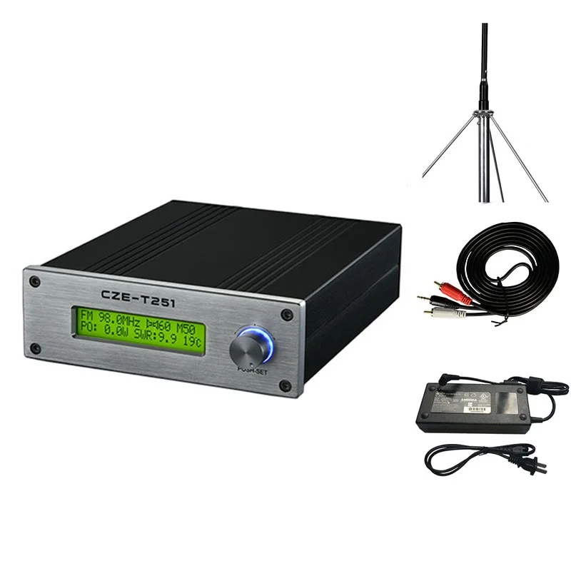 

CZE-T251 25W FM Transmitter Radio Broadcasting And GP-2 Antenna with Cable For Radio Broadcast Church, Meeting, Party customized