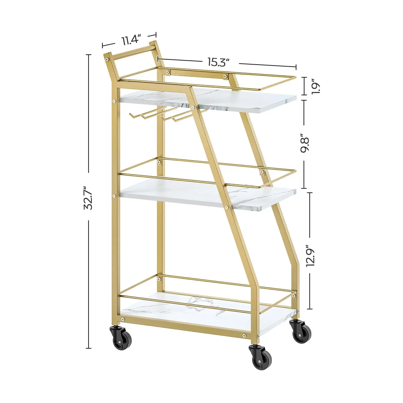 Exclusive bar service Marble pulse gold veneer Mini beverage Family kitchen Restaurant trolley