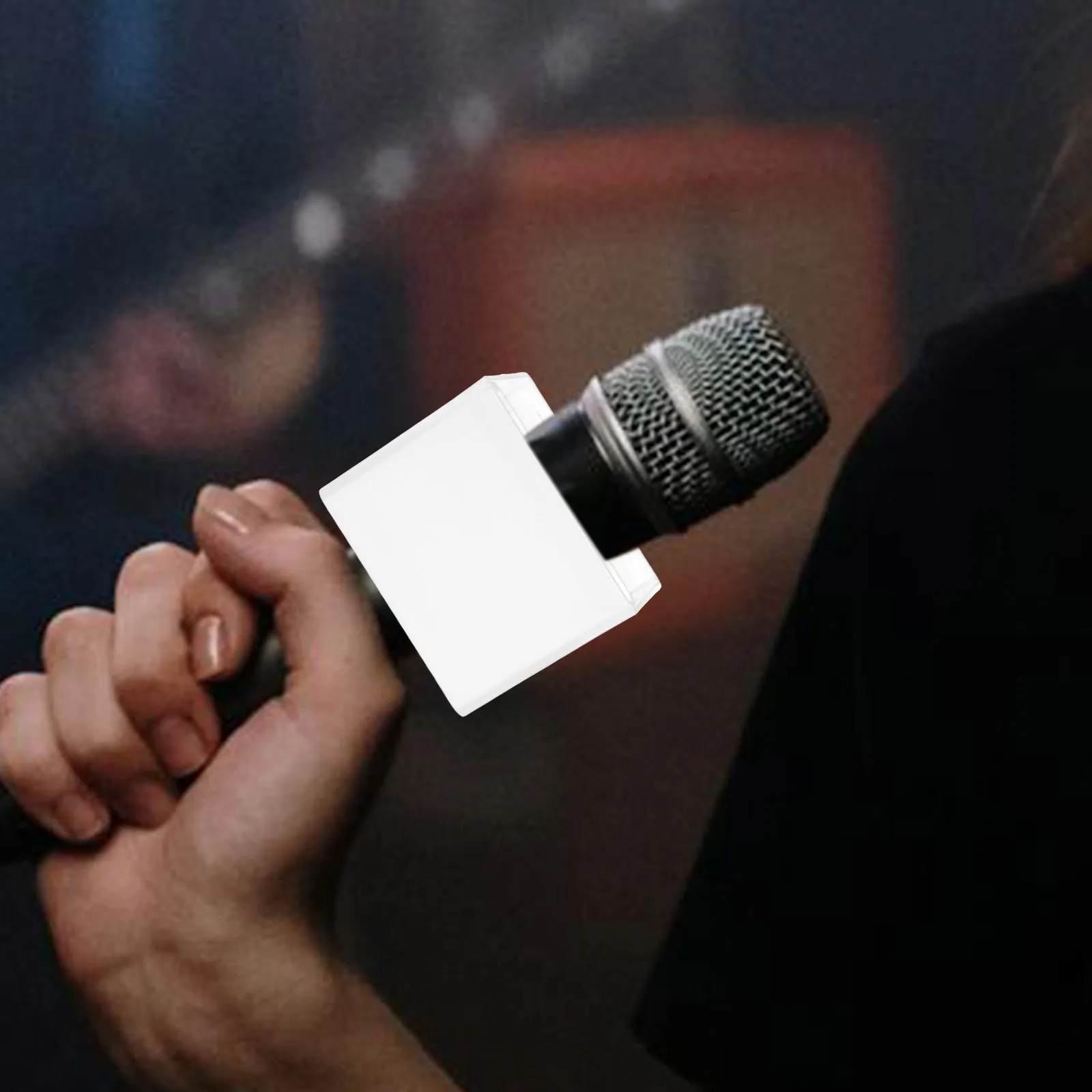 

1pcs Square Mic Logo Flag Durable Microphone Station Stand For Interview Ktv Broadcasting Studio Abs Design Light Carry Stable