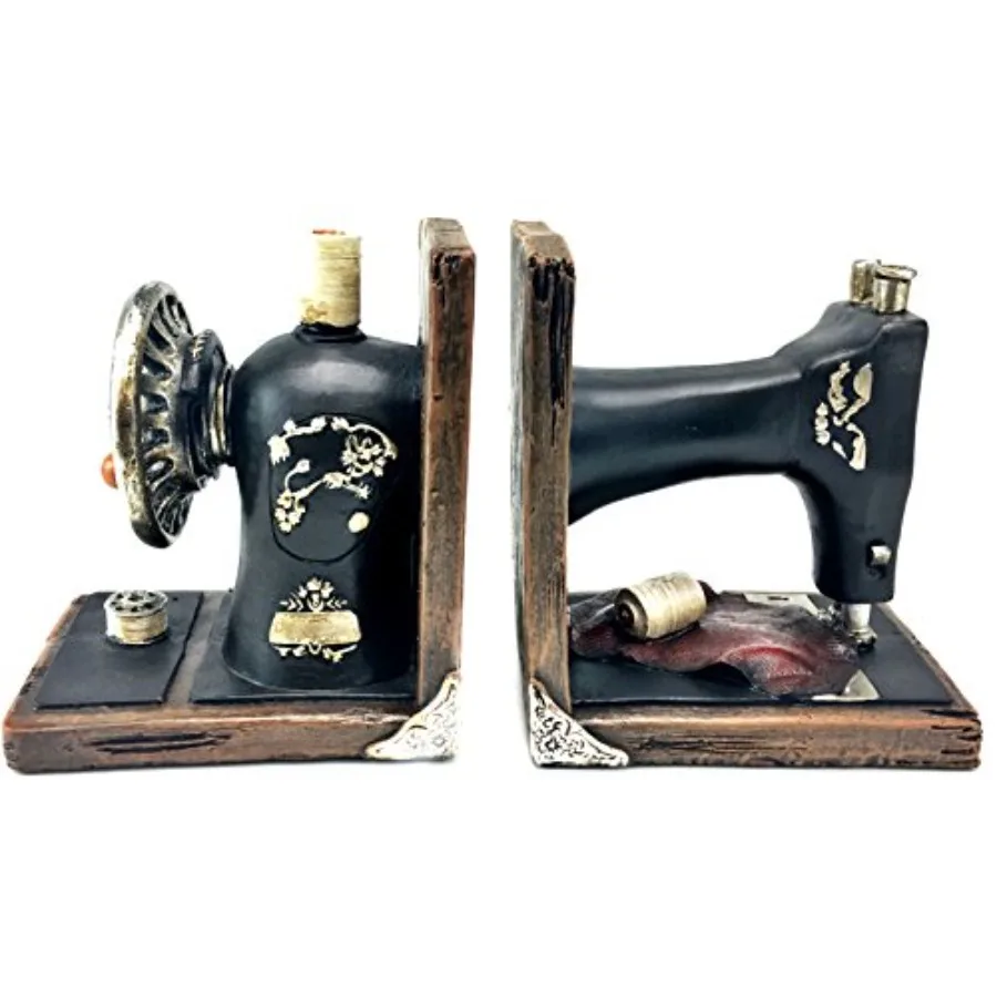 

21383 Decorative Bookend Book Ends Sewing Machine Vintage Bookshelves Shelves Books Stopper Home Office Library Study Decor Hea