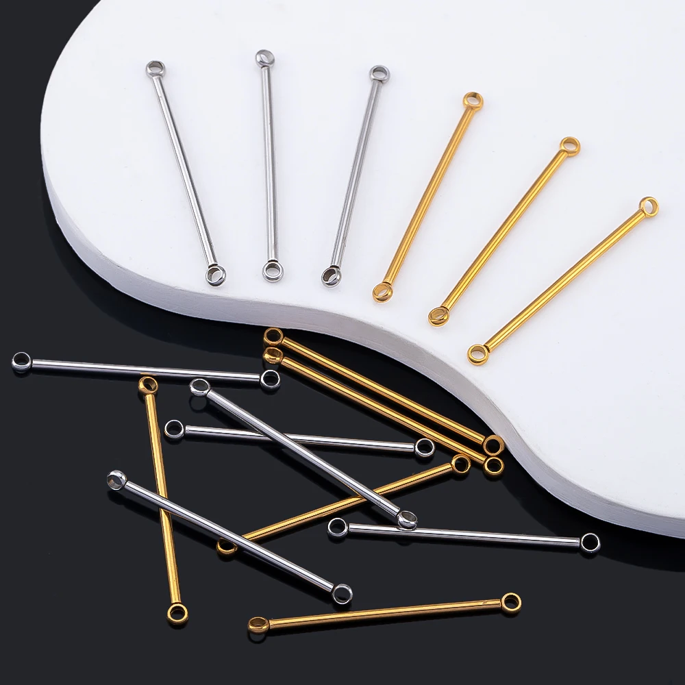 10 Pieces of Stainless Steel Double Ring Connecting Rods for DIY Earrings Necklace Jewelry Connector Accessories