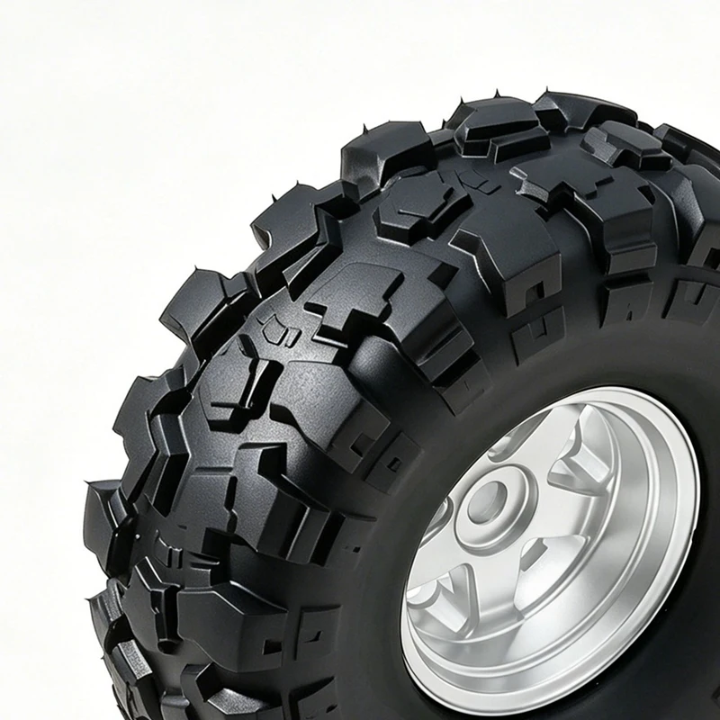 4PCS 0.7" Wheels Metal Hubs Tires with Counterweight Kit for 1/30 SCX30 RC Car Upgrade Parts Black