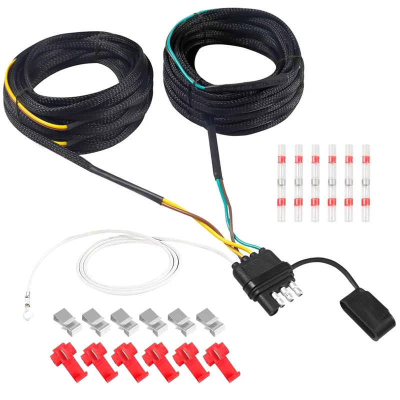 

Wishbond 30FT 4 Pin 5 Wire Trailer Wiring Harness With Connector Plug, Trailer Light Kit For Tail,Brake And Turn Signals-ABQF