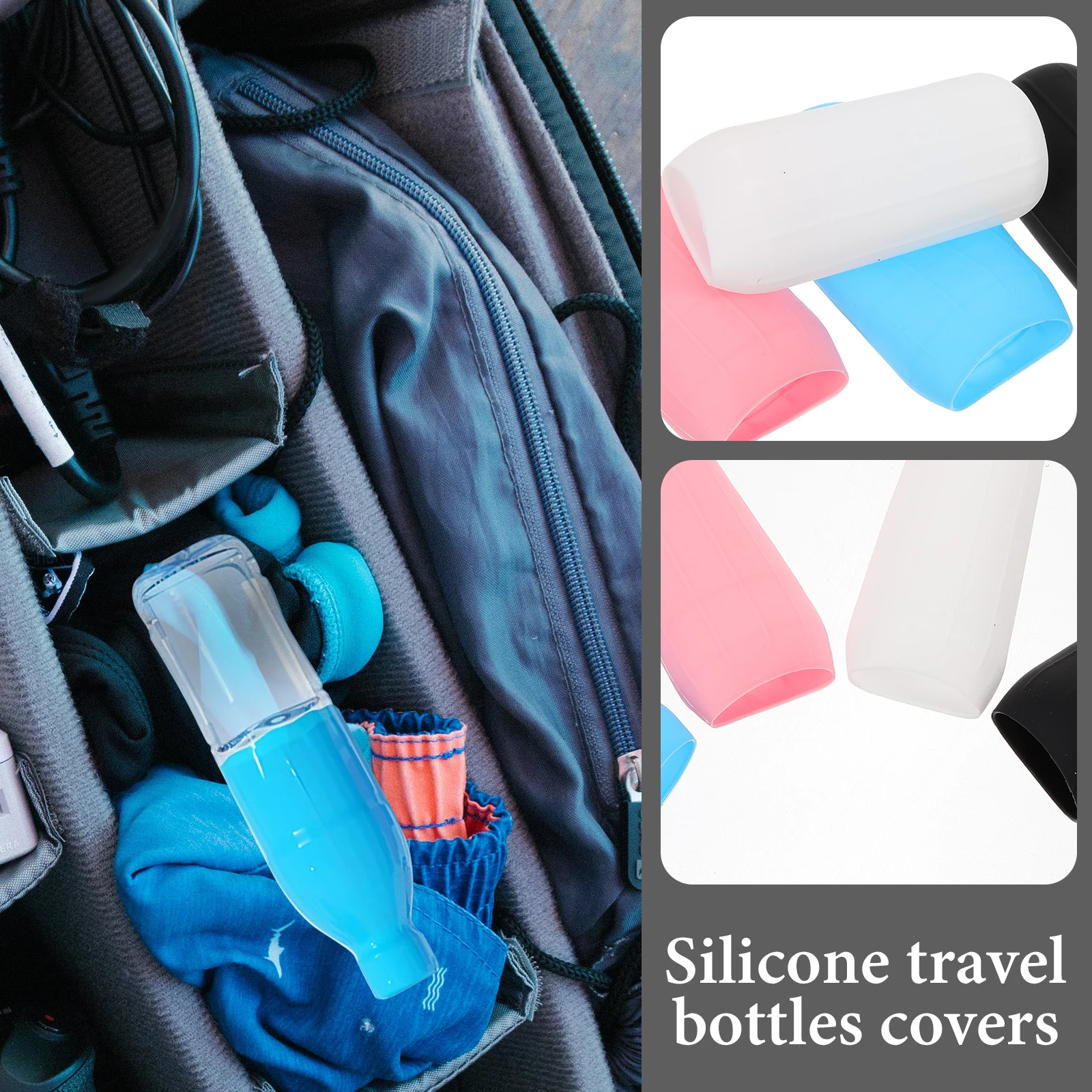 

8 Pcs Travel Bottles Covers 22cm Silicone Elastic Leak Proof Shampoo Lotion Bottle Protection Case Outdoor Use
