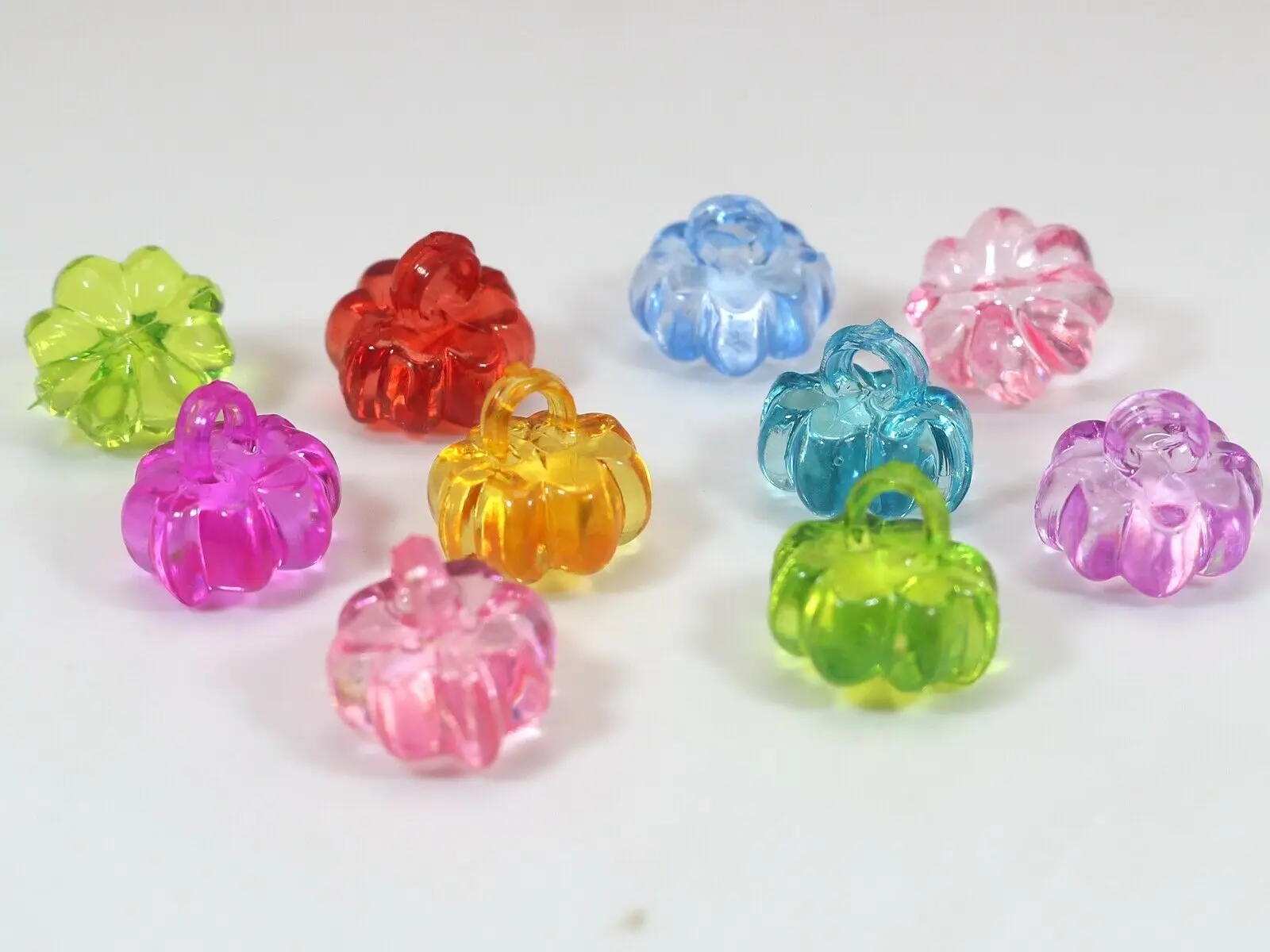 100 Mixed Color Transparent Acrylic Mini Various Fruit Charm Pendants Craft DIY