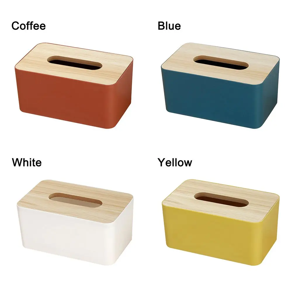 Wooden Tissue Box Cover Removable Desktop Tissue Holder Home Office Bathroom Paper Storage Case Table Decoration