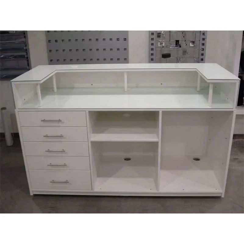 custom.Wooden White Reception Desk Design Front Desk Furniture Cash Counter Table Sale