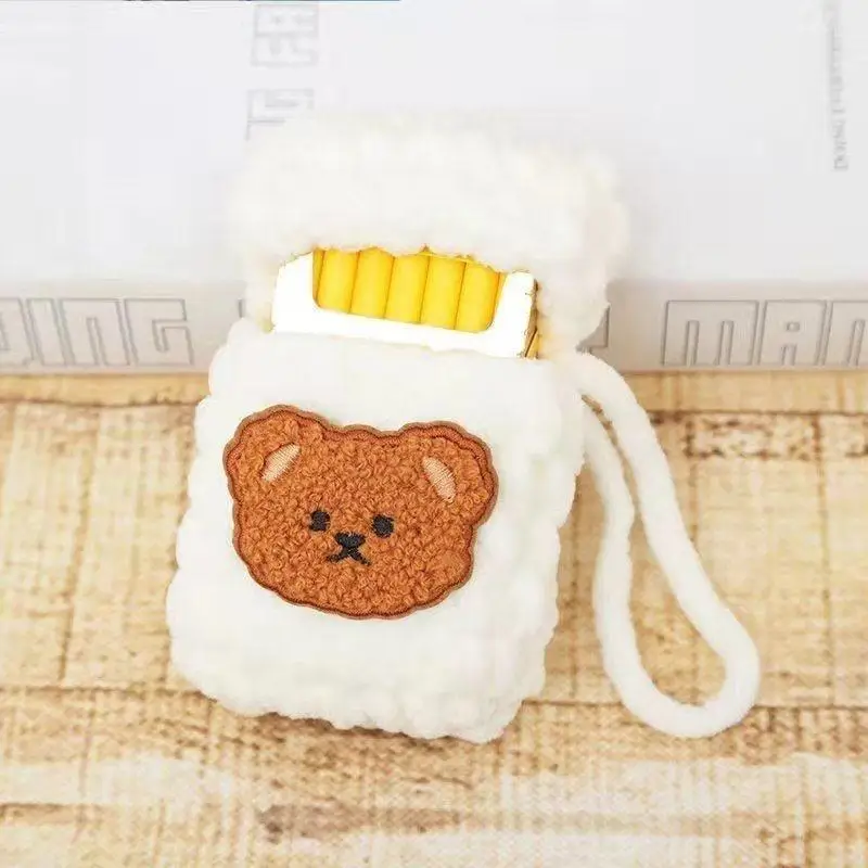 Hand-Woven Woolen Cigarette Case Cute Bear Internal Plastic Box For 84mm Cigarette