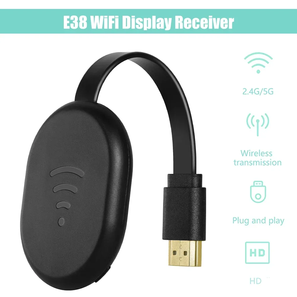 TV Stick 2.4G/5G E38 1080P r Wireless Mirror Screen Projector WiFi Display Dongle Receive for YouTube For Android iOS Linux