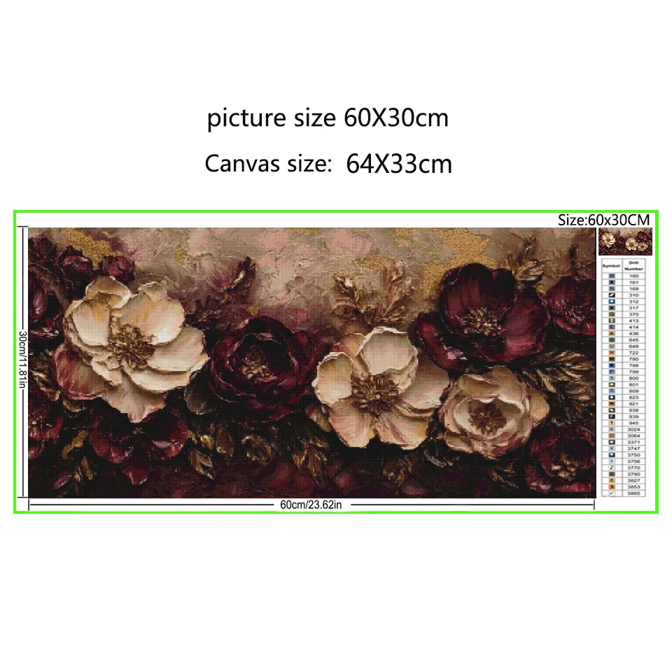 Abstract Blooming Flowers DIY 5D Diamond Painting Kits Vintage Flowers Large Size Diamond Mosaic Embroidery Cross Stitch Kits