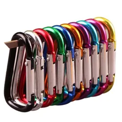 10pcs D Shape Color Carabiners Aluminum Alloy Carabiner Spring Hook Outdoor Backpack Camping Hooks Keychain Climbing Tools