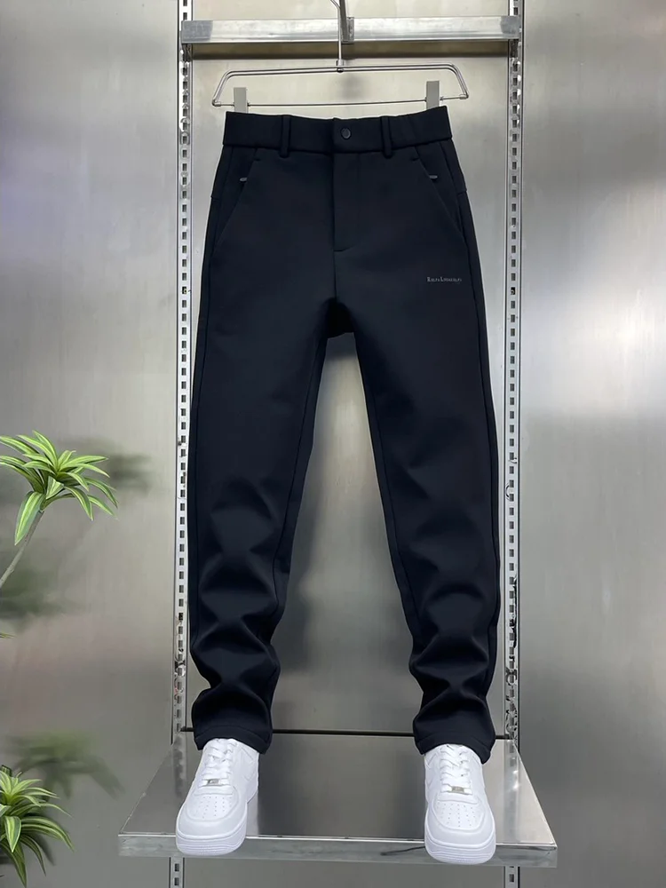 

Мужские повседневные спортивные брюки прямого кроя для активного отдыха, легкие, с флисовой подкладкой, осенне-зимние, класса люкс, дизайнерские