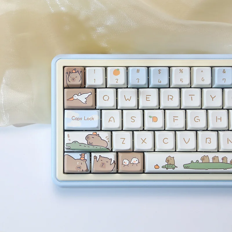 Mda High Capybara لوحة المفاتيح الميكانيكية Keycap مخصص التسامي الحراري Pbt لطيف الحليب الأزرق المنزل Goodies هدية عيد ميلاد صبي فتاة