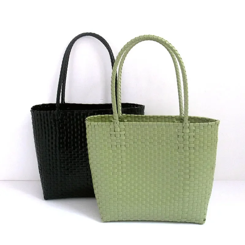 New minimalist woven bag hand woven solid color series bag beach hand-held shoulder bag popular for women