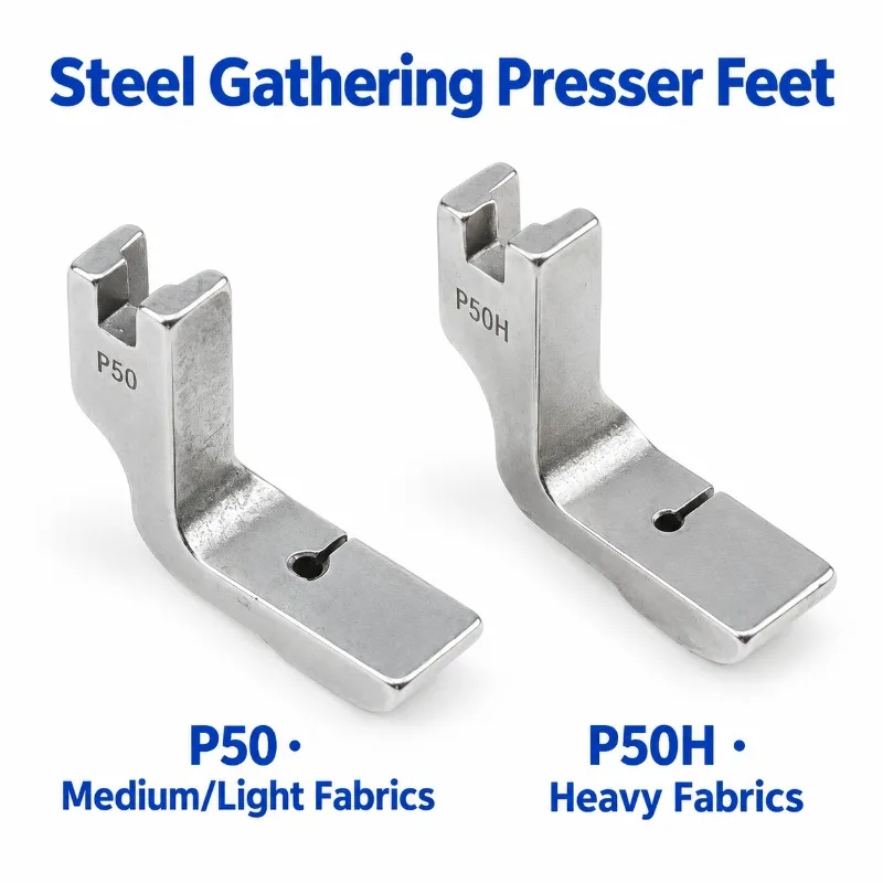 HENVOR Gathering Presser Foot P50 P50H P5 P5W, All Steel, for Industrial Lockstitch Sewing Machines