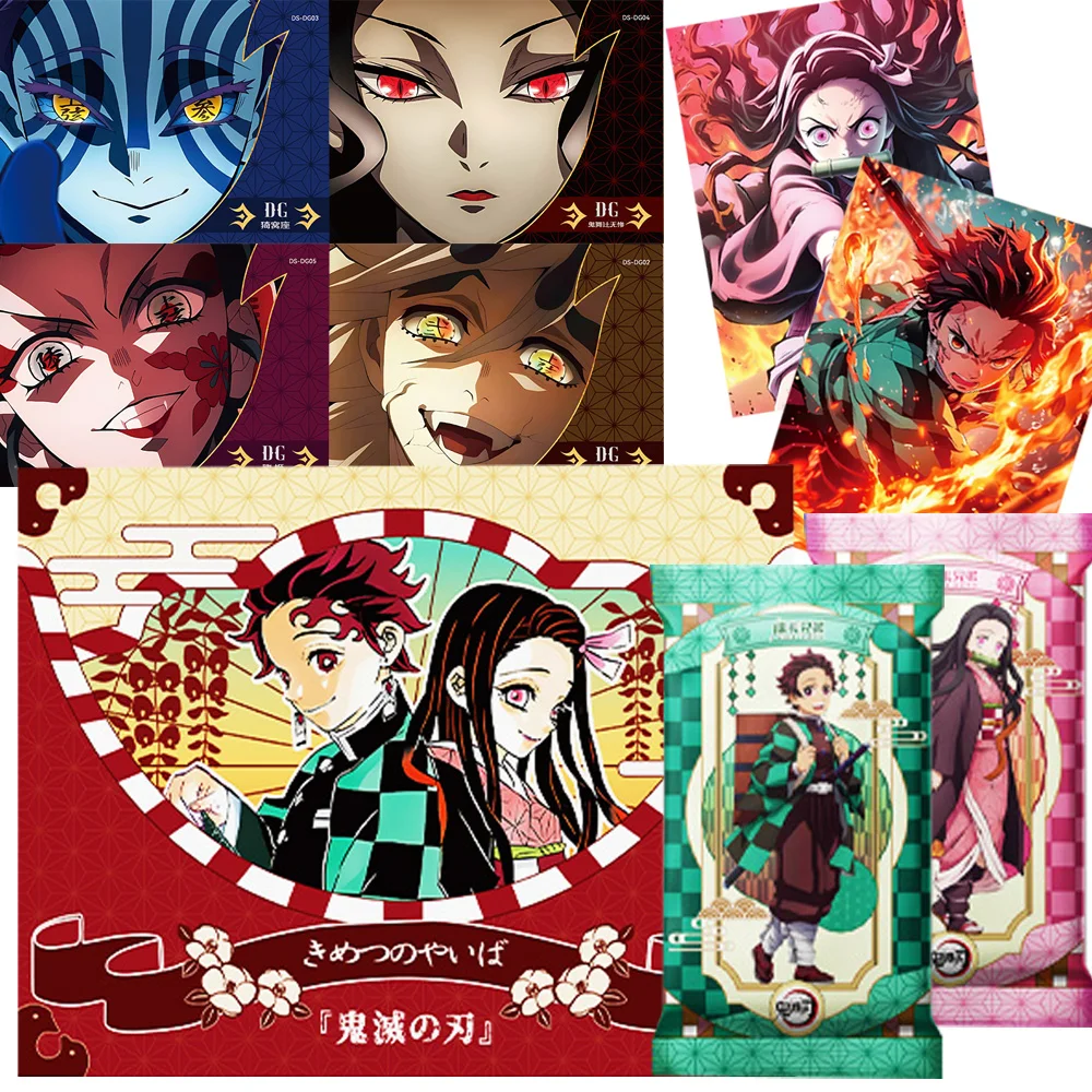 

Demon Slayer Collection Cards Creative Unique Infinite Train Metal Frame Design Anime Kamado Tanjirou Character Cards Toys Gifts