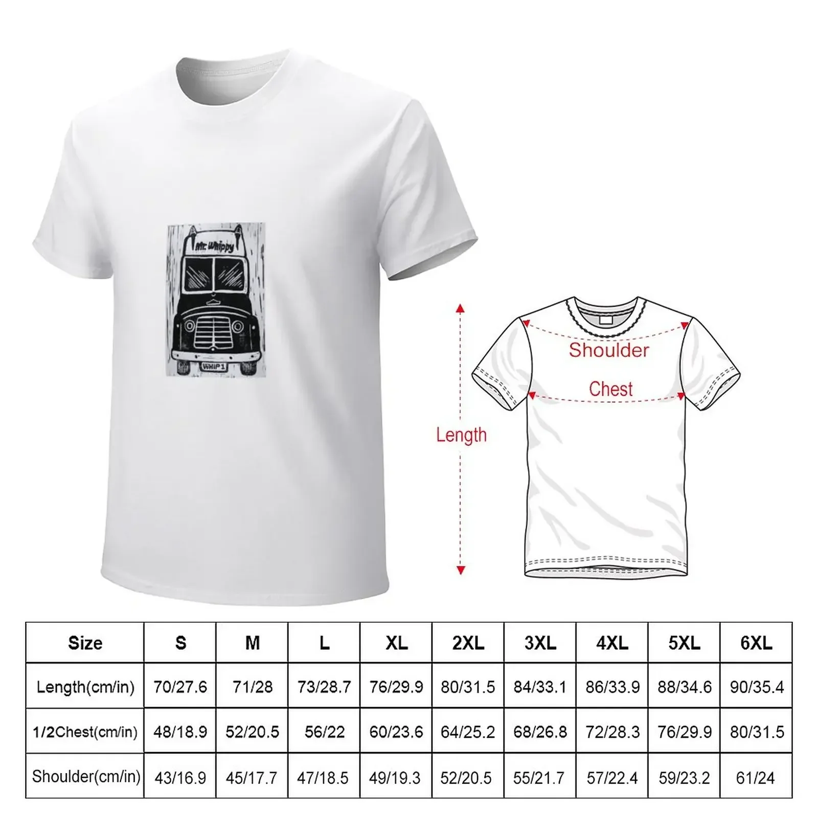 The Mr Whippy Van - Linocut T-Shirt customs boys whites Blouse fitted t shirts for men