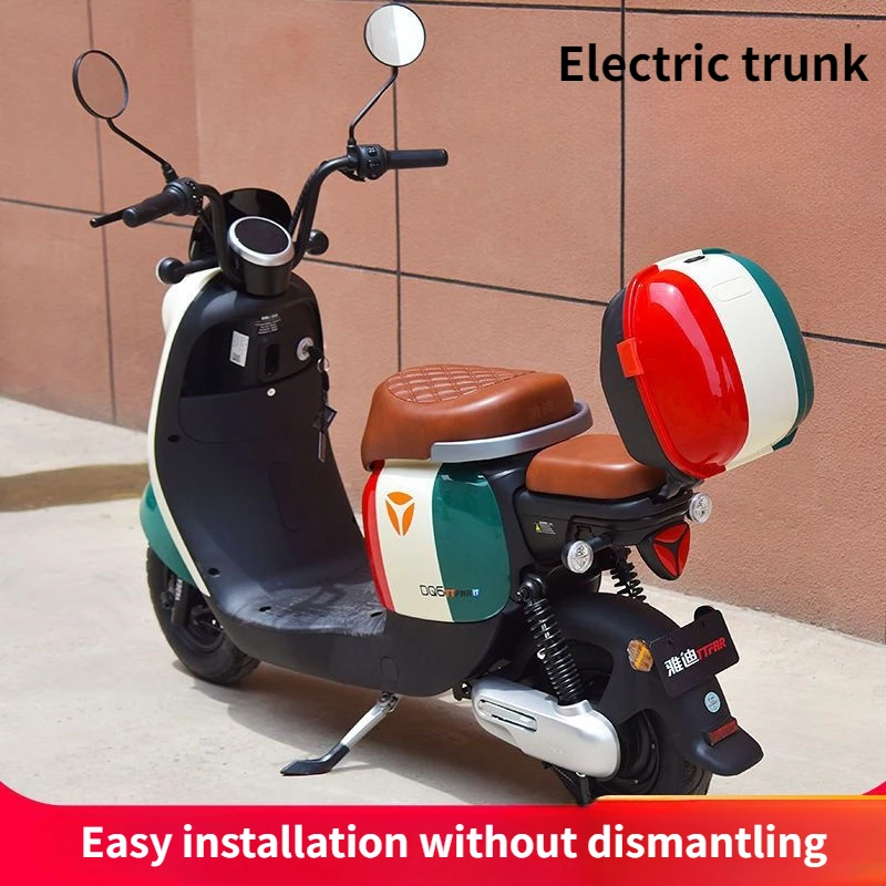 Electric Vehicle Trunk General Electric Motorcycle Tail Box Storage Luggage Trunk with Rear Backrest Support