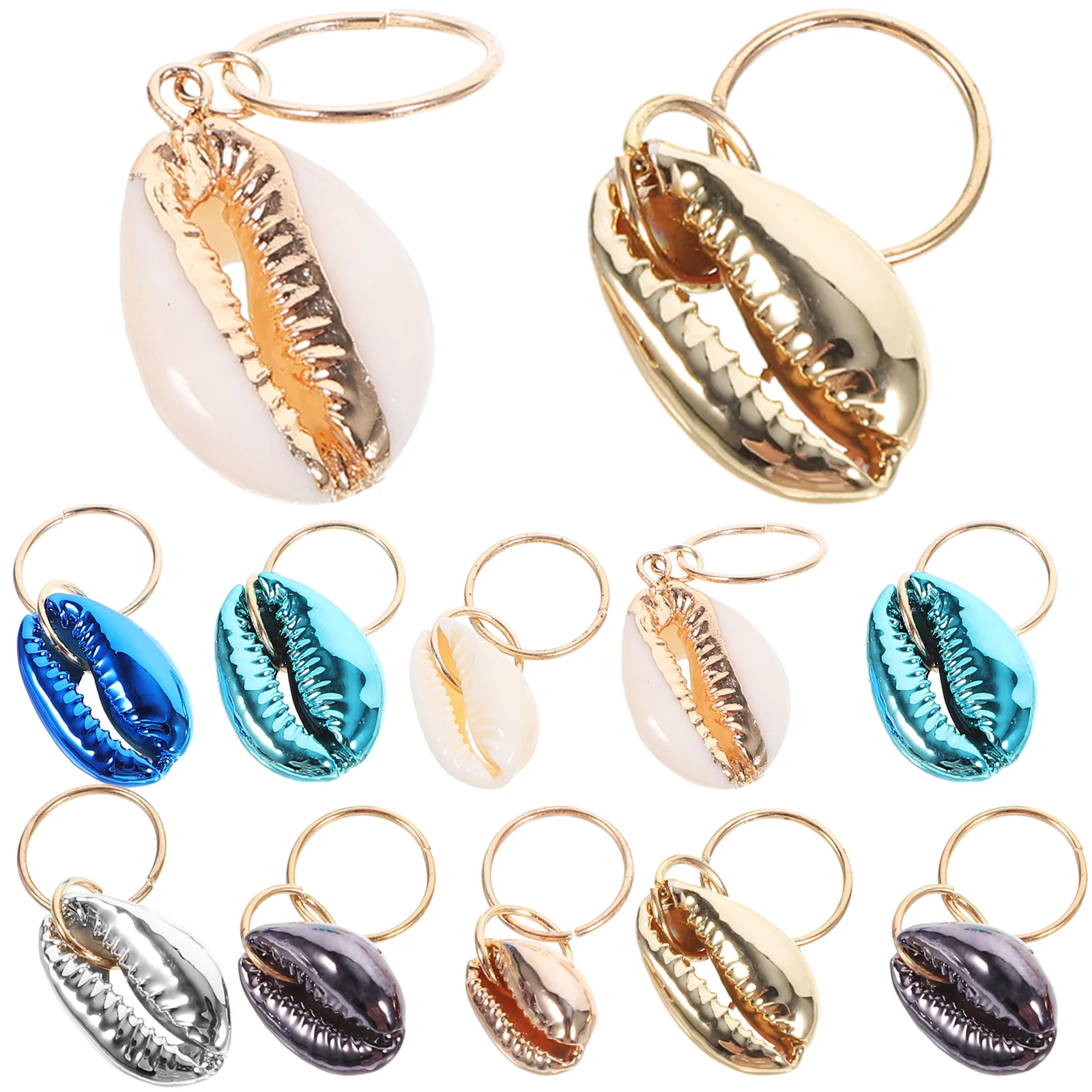 

24pcs Shell Clips For Locs Braid Accessories Seashell Charms Dreadlock Jewelry Hair Rings Braiding Cuffs Hair Jewels Decorative