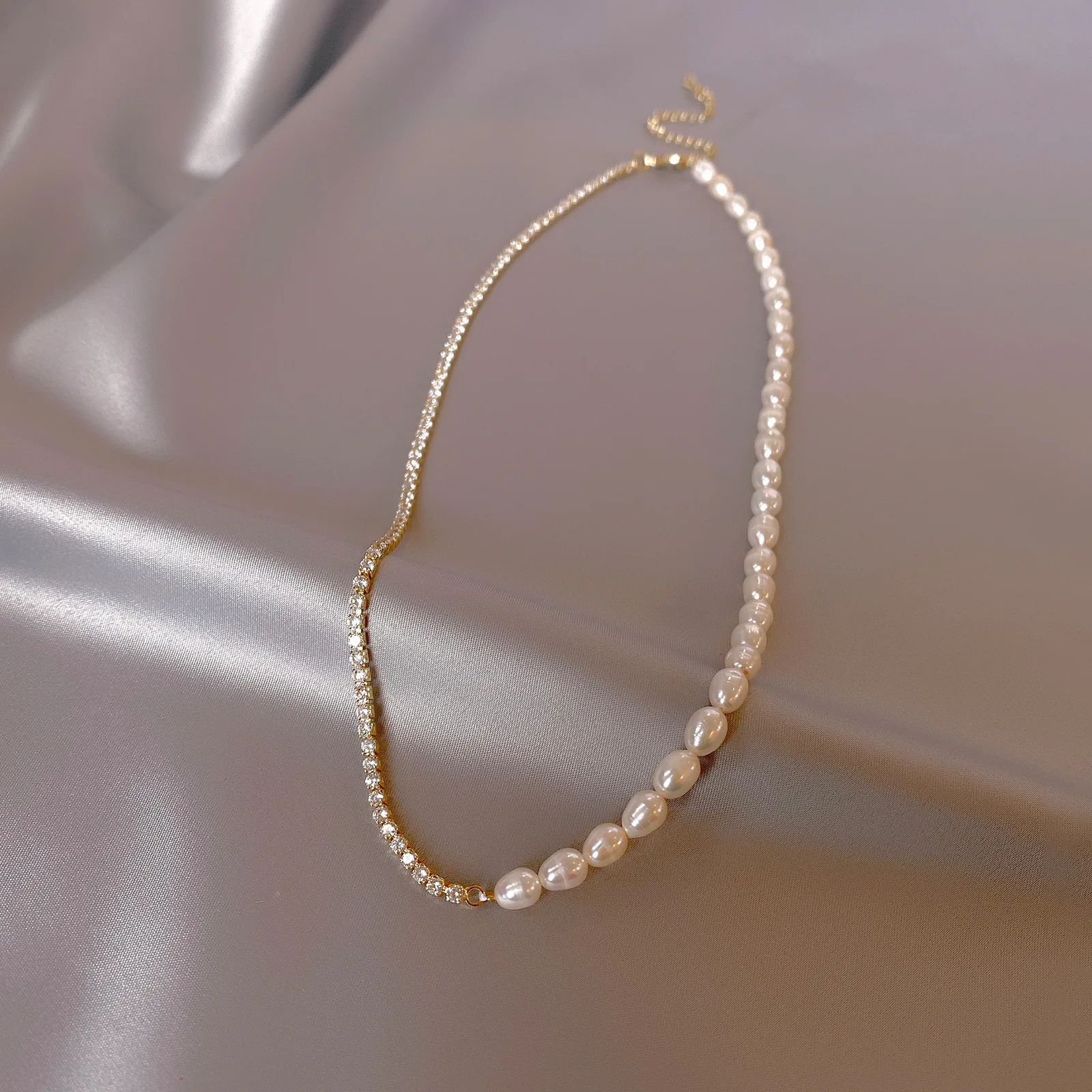 Best Sell 100% Natural Freshwater Pearl & Shiny Crystal Star 14K Gold Filled Female Splice Necklace Jewelry For Women Chains