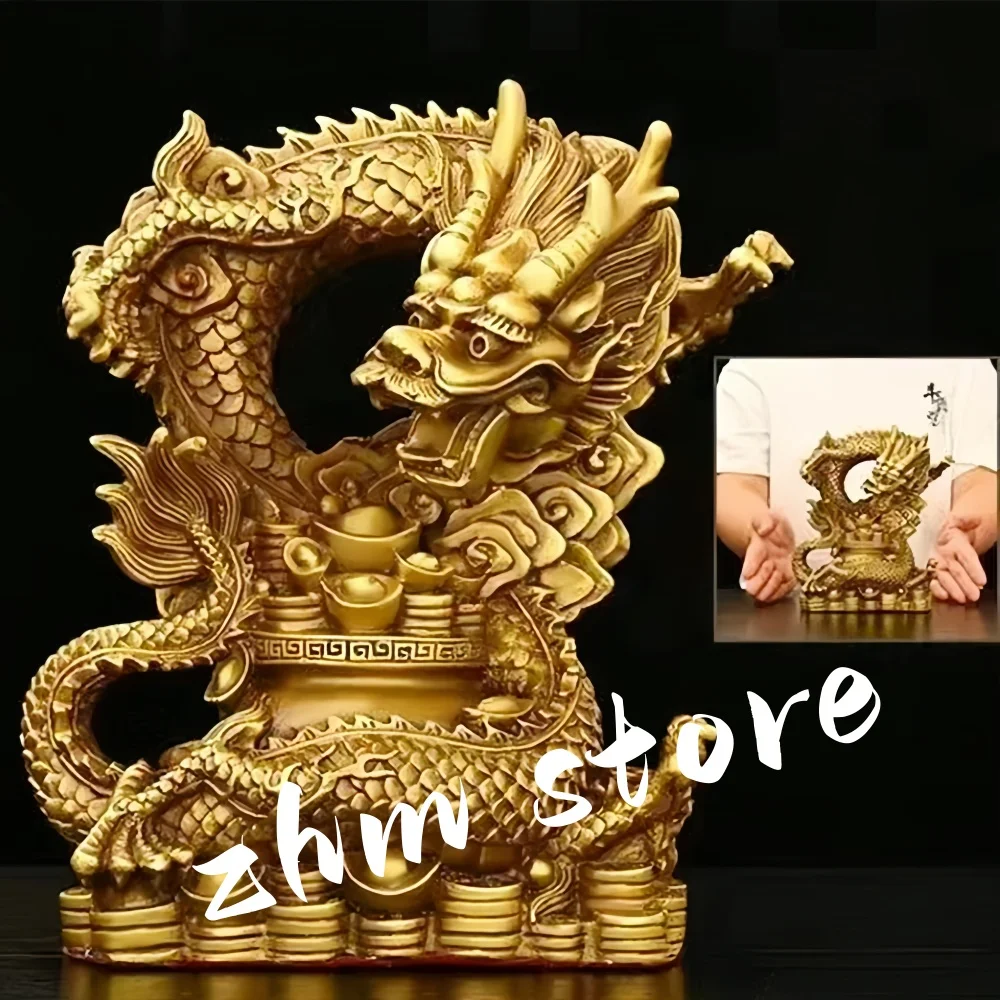 Copper Lucky Animal Dragon Ornaments Treasure Dragon Zodiac Home Desktop Statues Decor