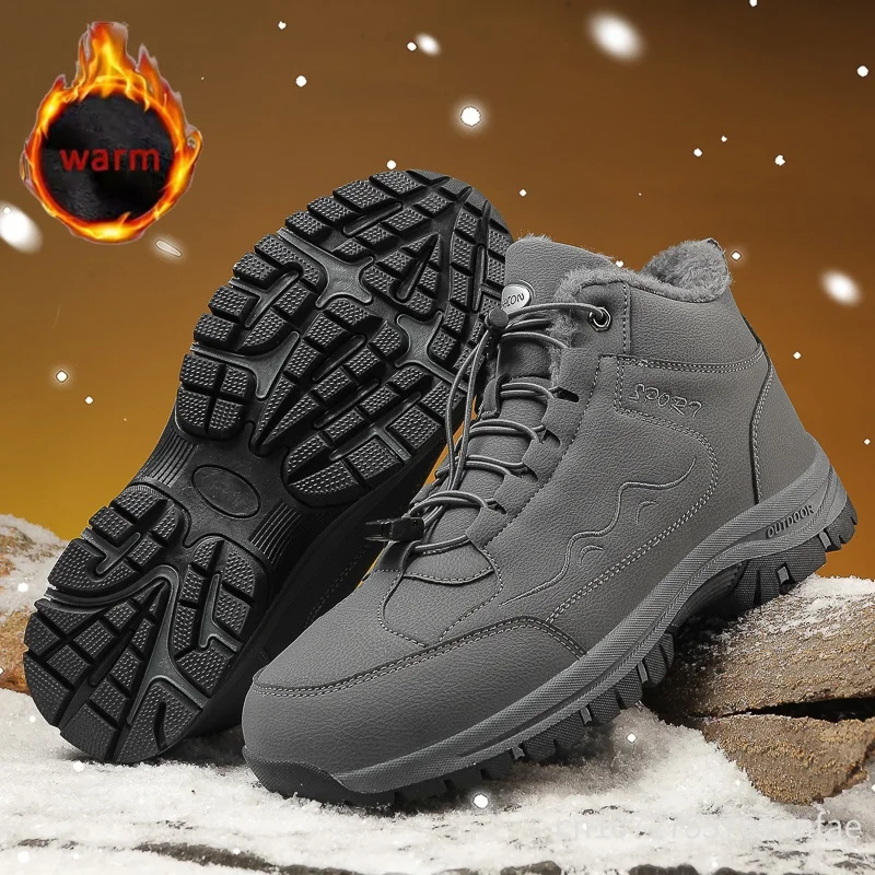 Men Boots Winter Snow Boots Outdoors Man Plush Warm Causal Shoe Waterproof Men Boots Male Sneakers No Water Seepage Ankle Boots