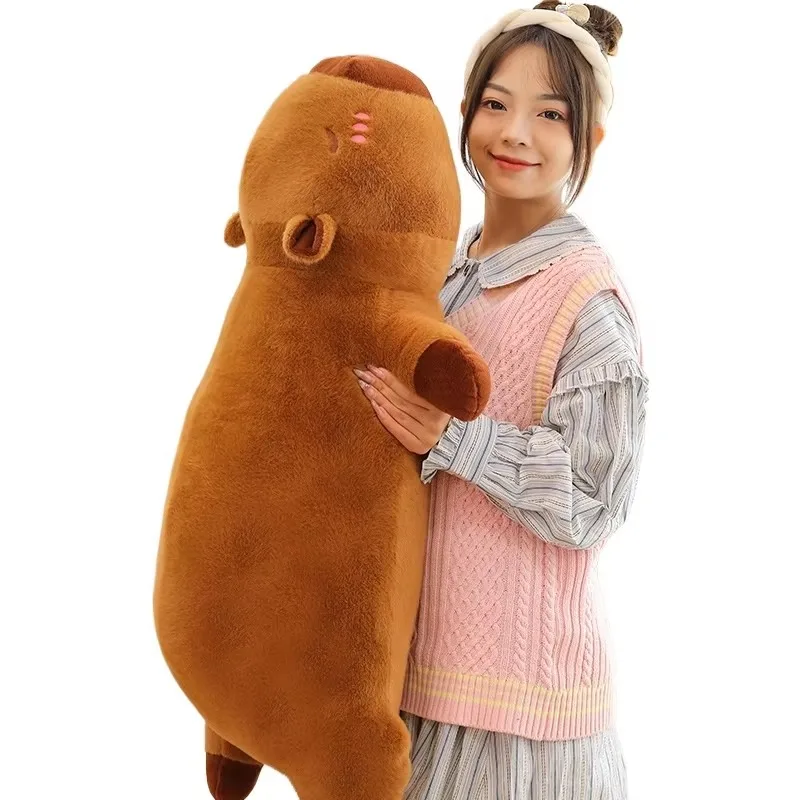 

Kawaii Capybara Long Sleep Pillow Stuffed Capibara Plushie Cute Fluffy Doll Soft Sofa Cushion Nap Sleeping Toys for Home Bed