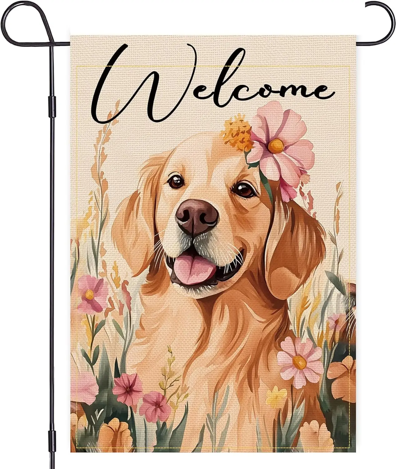Balgardekor Golden Retriever Garden Flag Double Sided Welcome Dog Seasonal Sunflower Floral Yard Ourdoor Decoration 12x18 In FFI