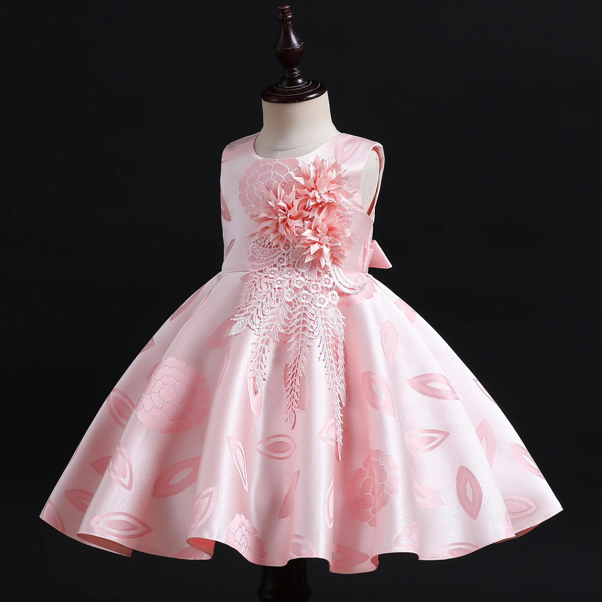 

Annabelle Flower Girl Dress for Kids Satin Appliques Bow Bridesmaid Baby Christmas Dresses Weddings Kids Birthday Party Gown