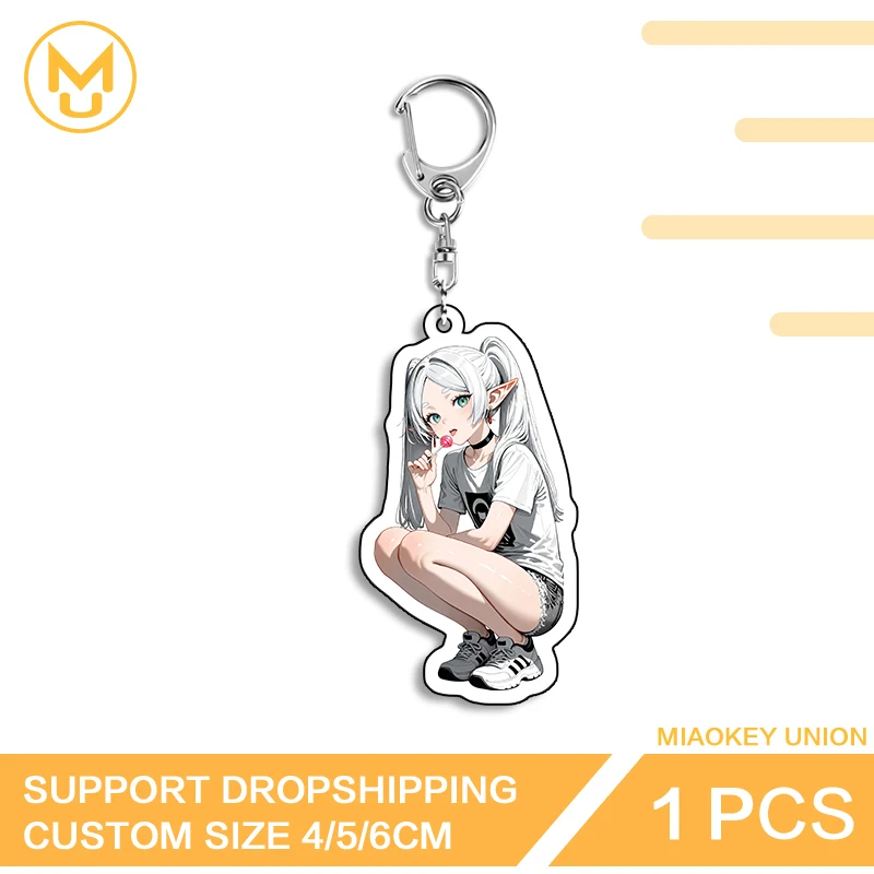 Enchanting Frieren Attractive Amusing Double Sided Acrylic Keyring Versatile Customizable Lightweight Key Ring Accessory