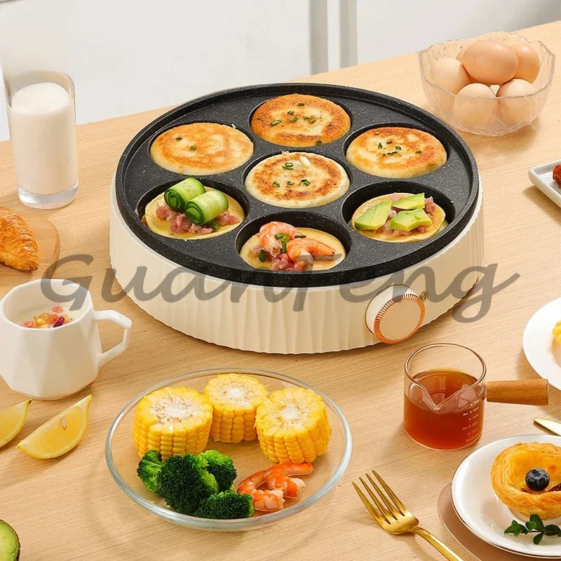 Household electric 7-hole glass cover non-stick frying pan